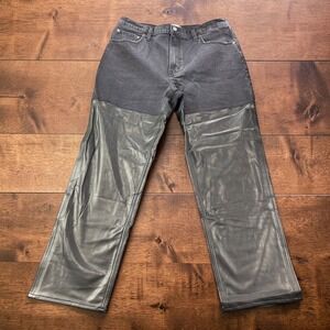 Abercrombie 90s Straight Ultra High Rise Faux Leather Jeans 14S W34 Inseam 27.5"